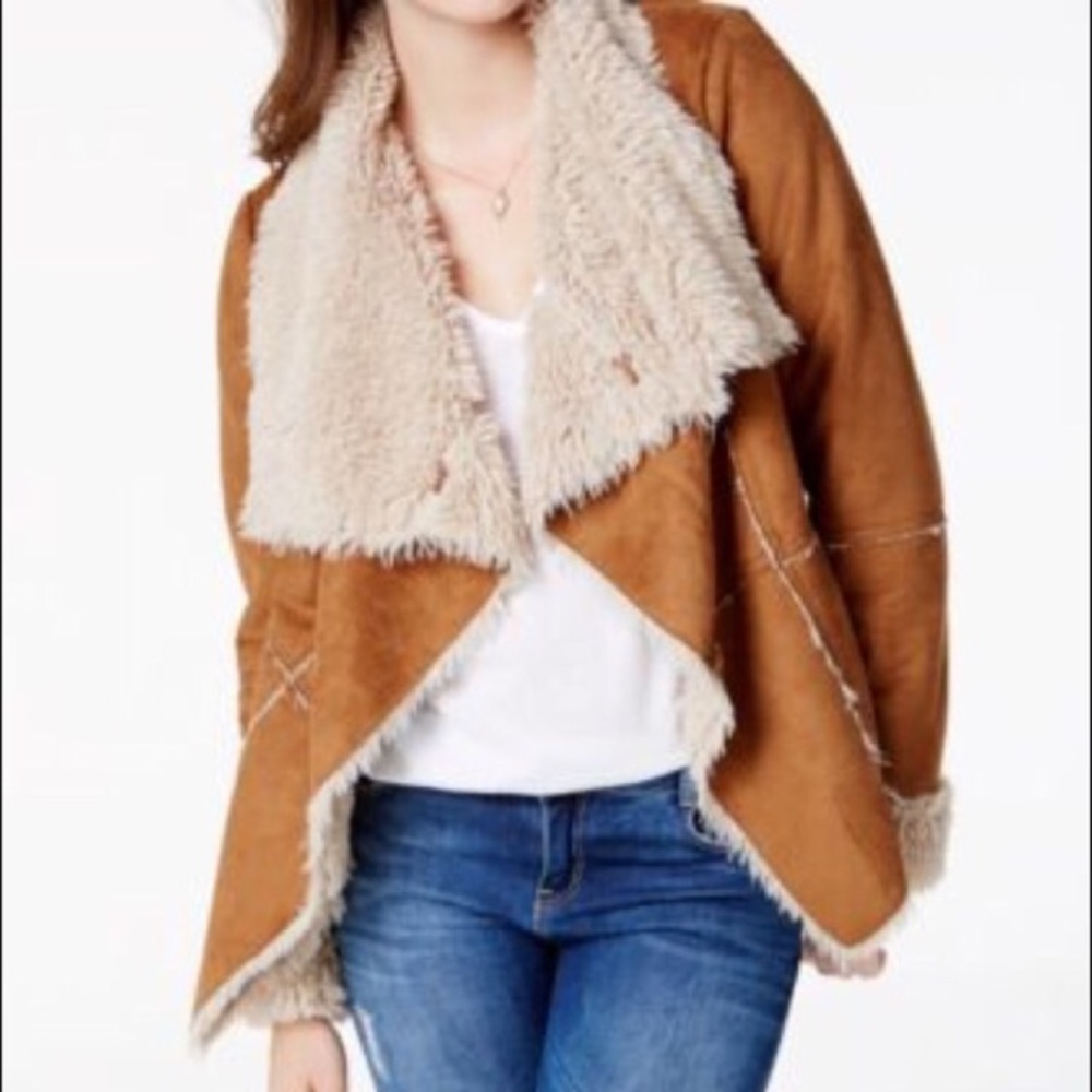 American Rag Macy’s Brown Faux Suede Fur Jacket